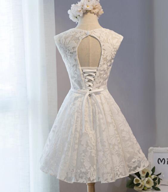 White Lace Simple Party Dress, Graduation Dresses, Lace Formal Dress on Luulla White Lace Simple Party Dress, Graduation Dresses, Lace Formal Dress on Luulla