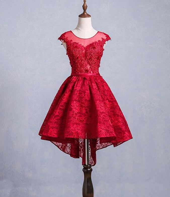 white christmas dresses Cute Strapless Red Lace Short Prom Dresses, Red Lace Homecoming Dresse –  Eip Collection main image 0