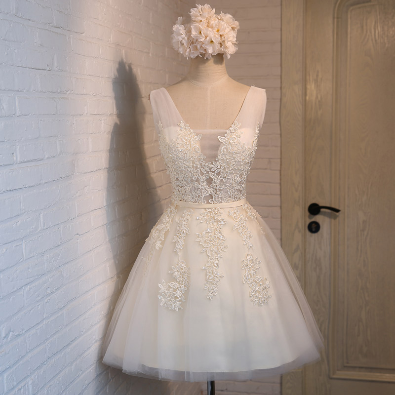 knee length dresses for ladies Cicinia White Graduation Dresses Short Tulle Lace A-line Strapless Min main image 1