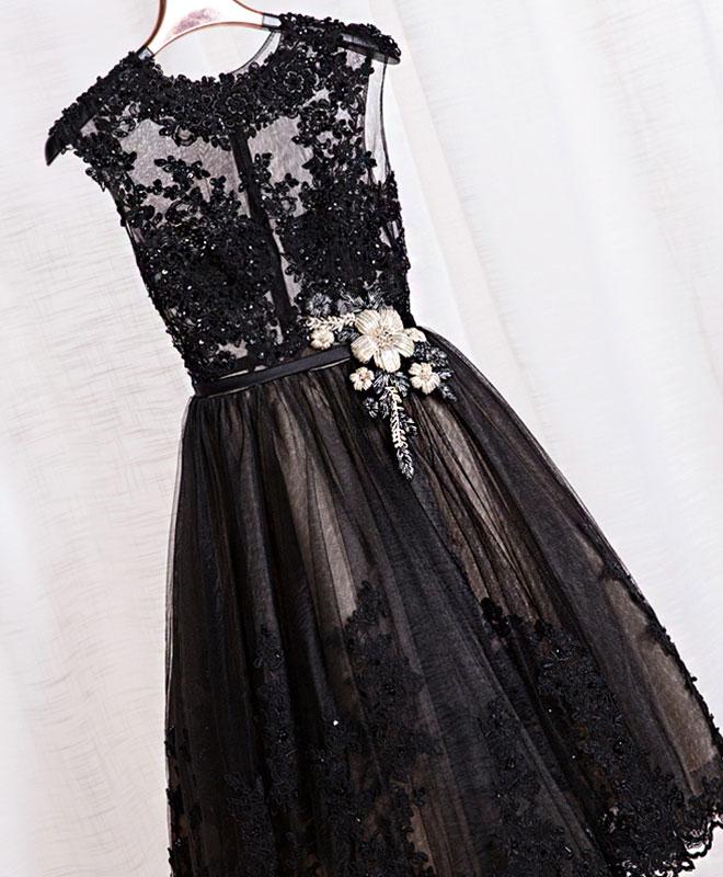 Cute Black Lace Short Prom Dress,black Evening Dress