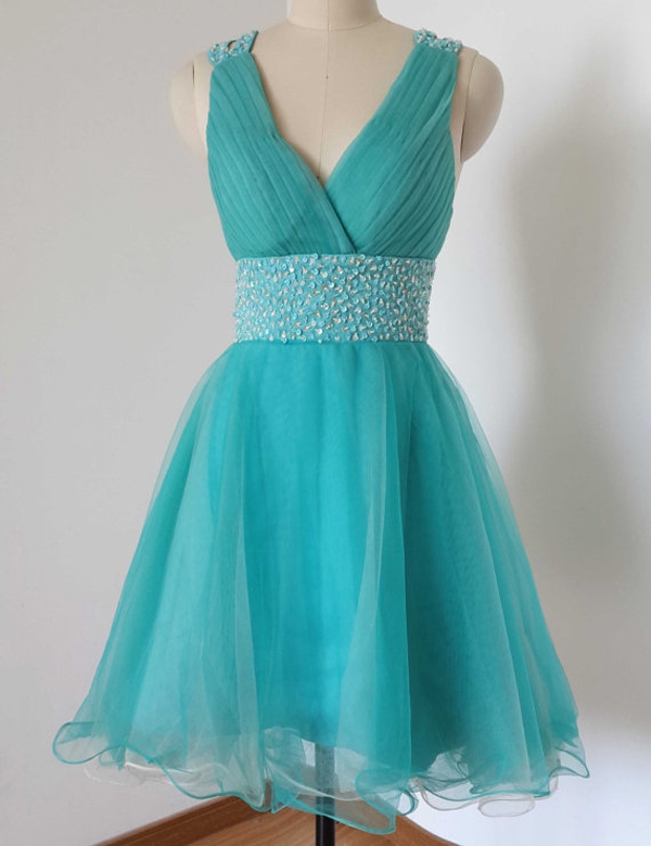 Homecoming Dresses, Graduation Dresses, Mini Party Dress., Homecoming Dresses With Silver Beaded, Short Prom Dresses, Turquoise Prom Dresses