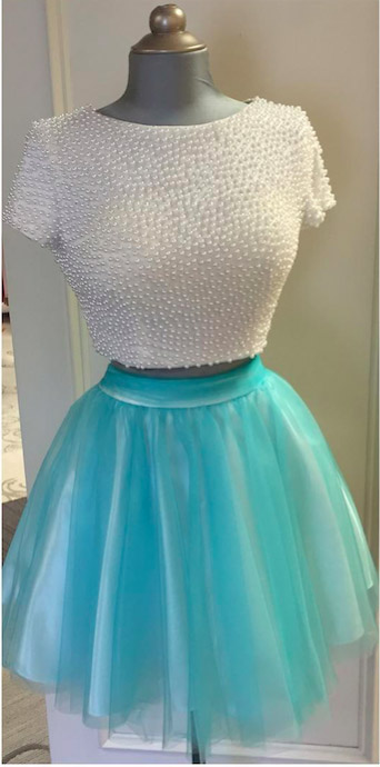 Homecoming Dresses,two Pieces Prom Dresses,2 Piece Prom Dresses, Prom Dresses,short Two Piece Homecoming Dress,prom Dress With Pearls