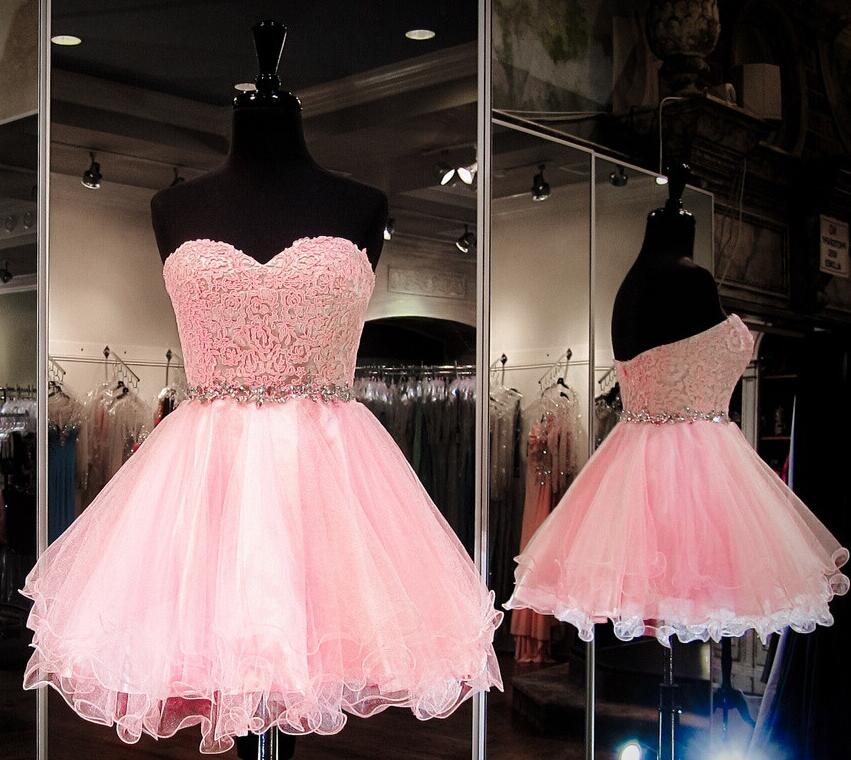 Beading Pink Homecoming Dress,short Prom/evening Dress,tulle Homecoming Dresses,short Prom Dresses