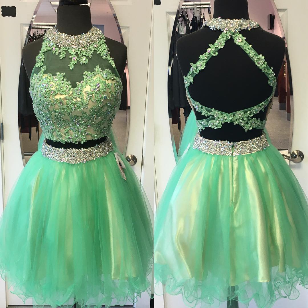 Sexy Tulle Prom Dress,two Piece Prom Gown,prom Party Dress