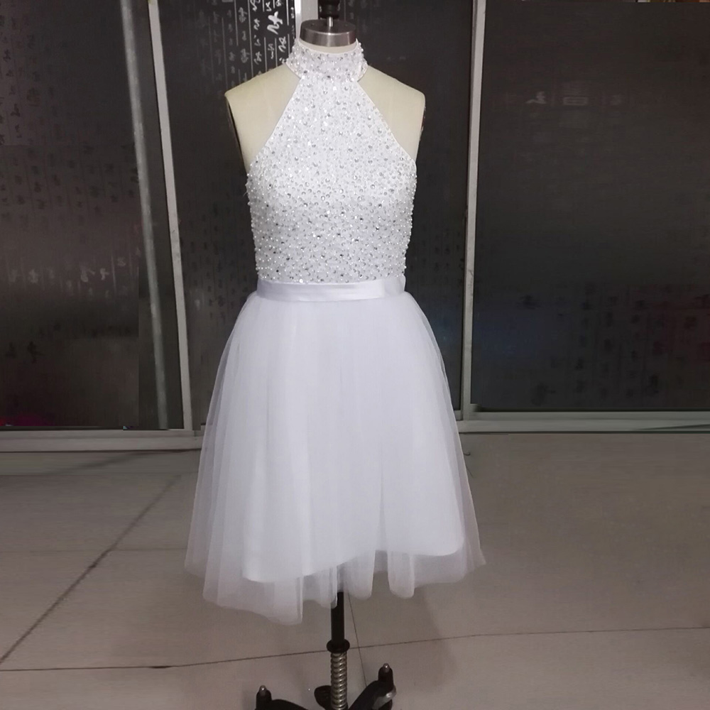 White Homecoming Dresses, Halter Neckline Backless Short Prom Dresses ,mini Dresses,short Formal Dress White Homecoming Dresses, Halter Neckline Backless Short Prom Dresses ,mini Dresses,short Formal Dress