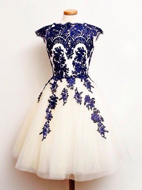 Vintage Prom Dress, Mini Short Homecoming Dresses, Royal Blue Prom Gowns