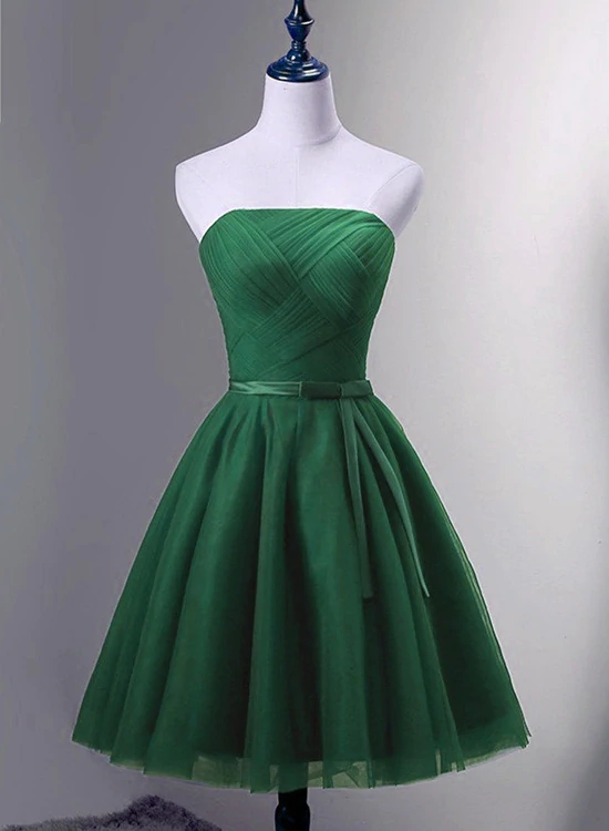 Green Simple Tulle Short Homecoming Dress, Green Short Prom Dress, Graduation Dress
