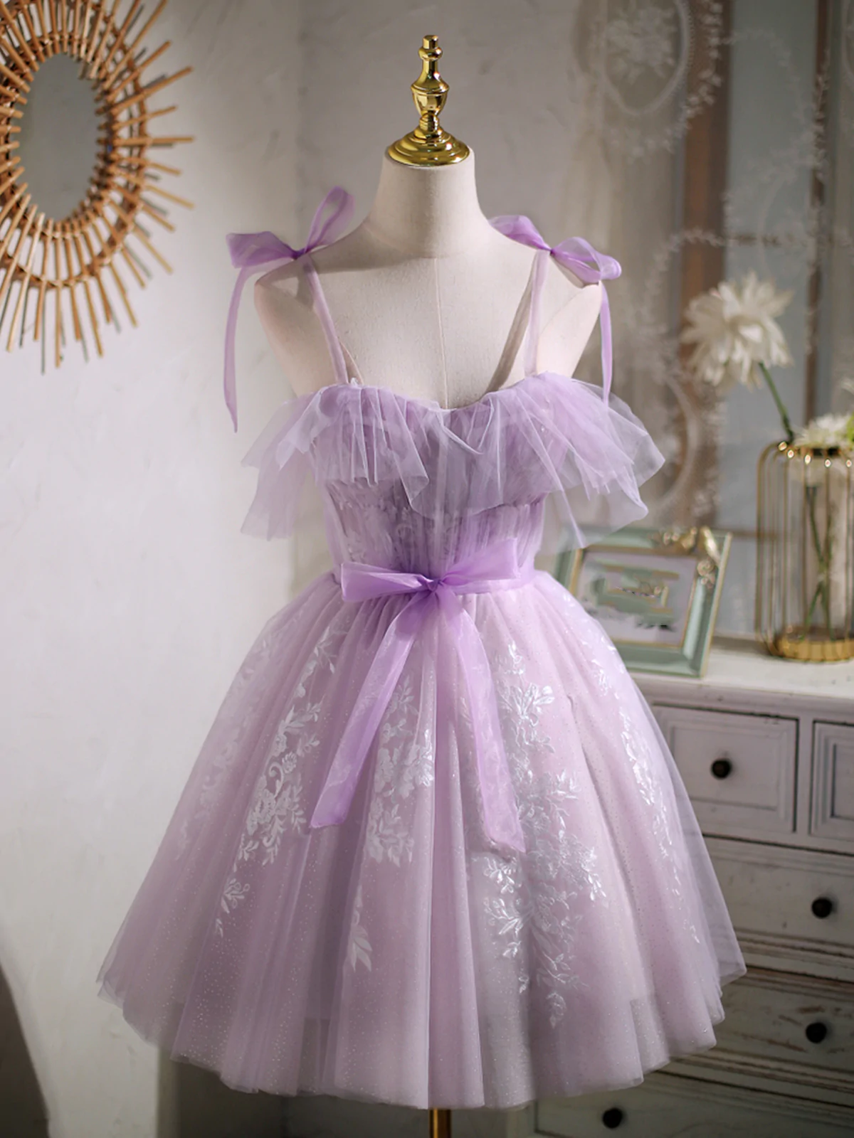 Purple Lace Prom Dresses, Short Formal Homecoming Dresses Purple Lace Prom Dresses, Short Formal Homecoming Dresses