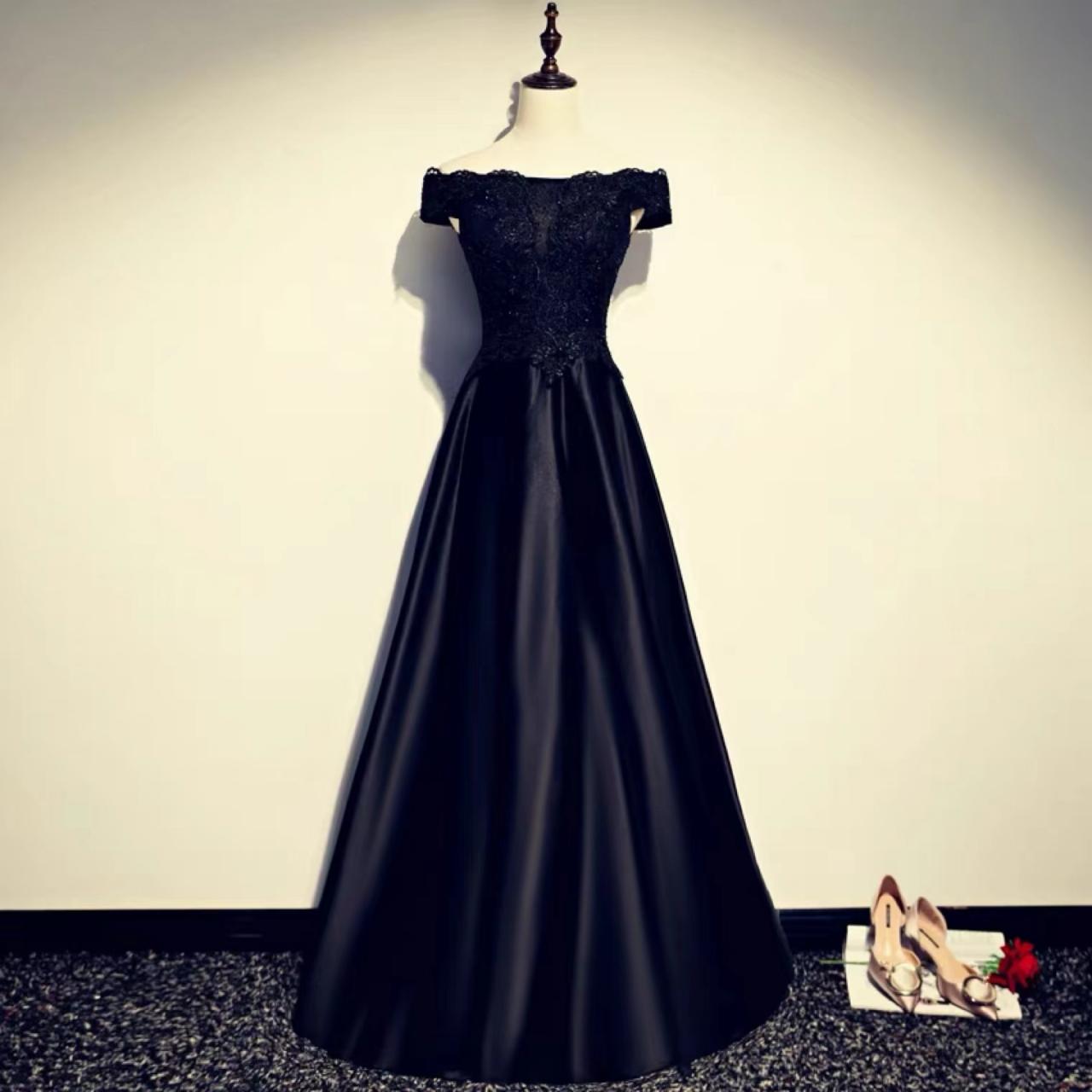 Off Shoulder Prom Dress, Elegant Evening Dress,navy Blue Party Dress