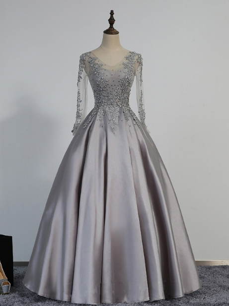 Long Sleeve Formal Prom Dress, Modest Beautiful Long Prom Dress, Banquet Party Dress