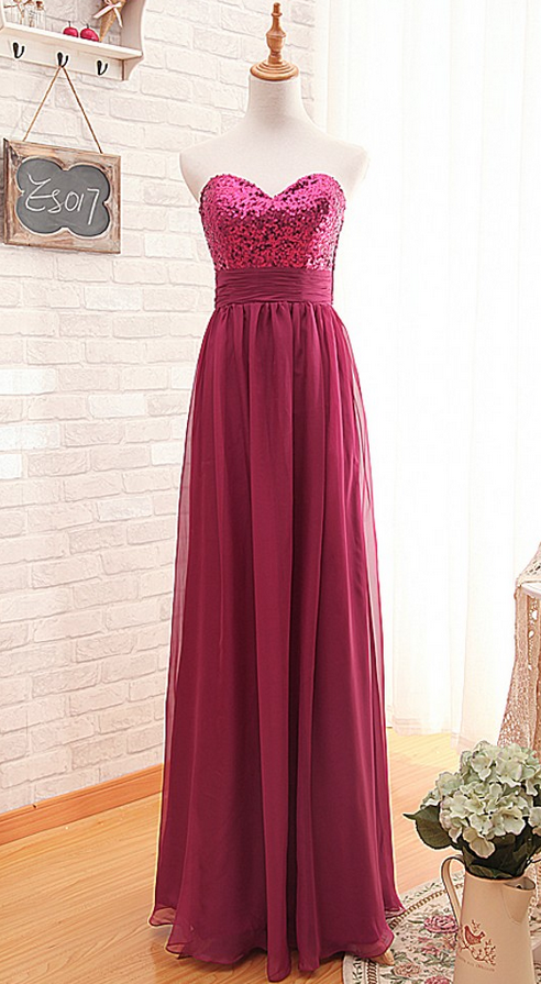 Sequins Chiffon A-line Formal Prom Dress, Beautiful Long Prom Dress, Banquet Party Dress