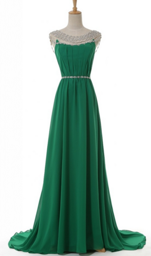 Sexy O-neck Formal Prom Dress, Beautiful Long Prom Dress, Banquet Party Dress