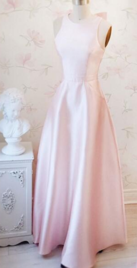 Boat Neck Light Sleeveless Formal Prom Dress, Beautiful Long Prom Dress, Banquet Party Dress