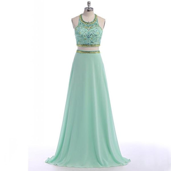 Elegant Two Pieces Sweetheart Chiffon Formal Prom Dress, Beautiful Long Prom Dress, Banquet Party Dress