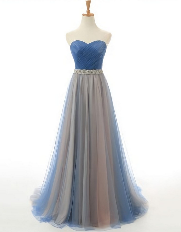 Beautiful Sweetheart Prom Dress Long Backless Tulle Evening Gowns