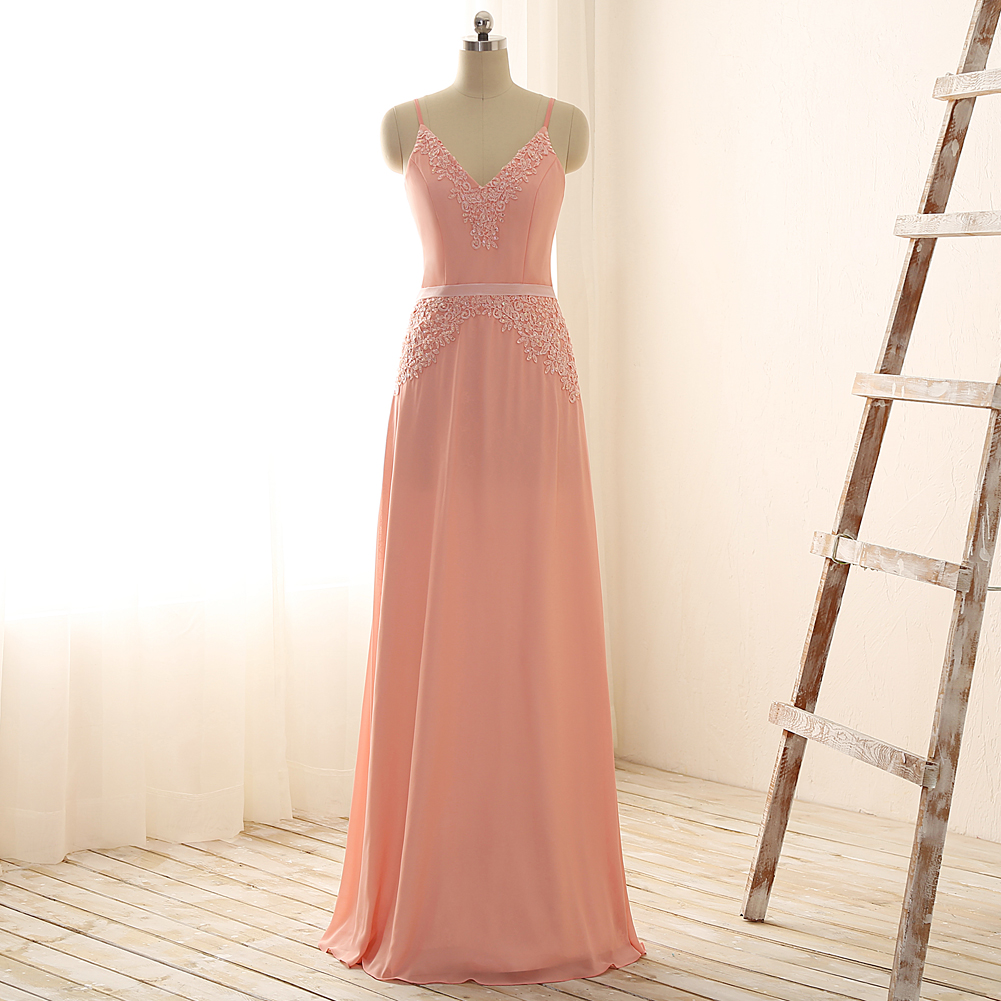 Elegant Spaghetti Straps Chiffon Formal Prom Dress, Beautiful Long Prom Dress, Banquet Party Dress