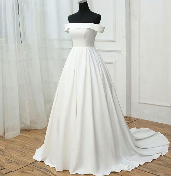 Elegant Simple Satin A-line Formal Prom Dress, Beautiful Long Prom Dress, Banquet Party Dress