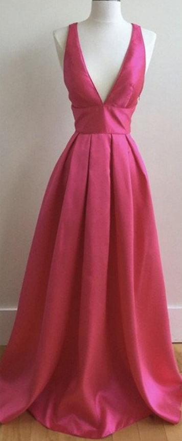 Elegant Sexy V Neck A-line Formal Prom Dress, Beautiful Long Prom Dress, Banquet Party Dress