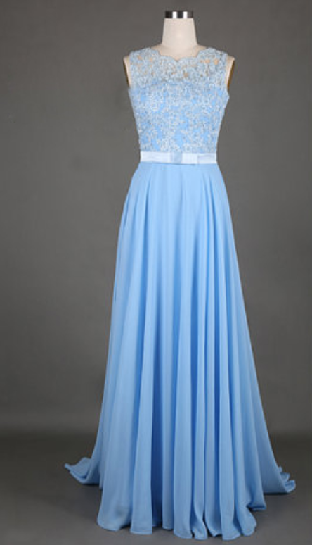 Elegant Sexy Lace Chiffon A-line Formal Prom Dress, Beautiful Long Prom Dress, Banquet Party Dress
