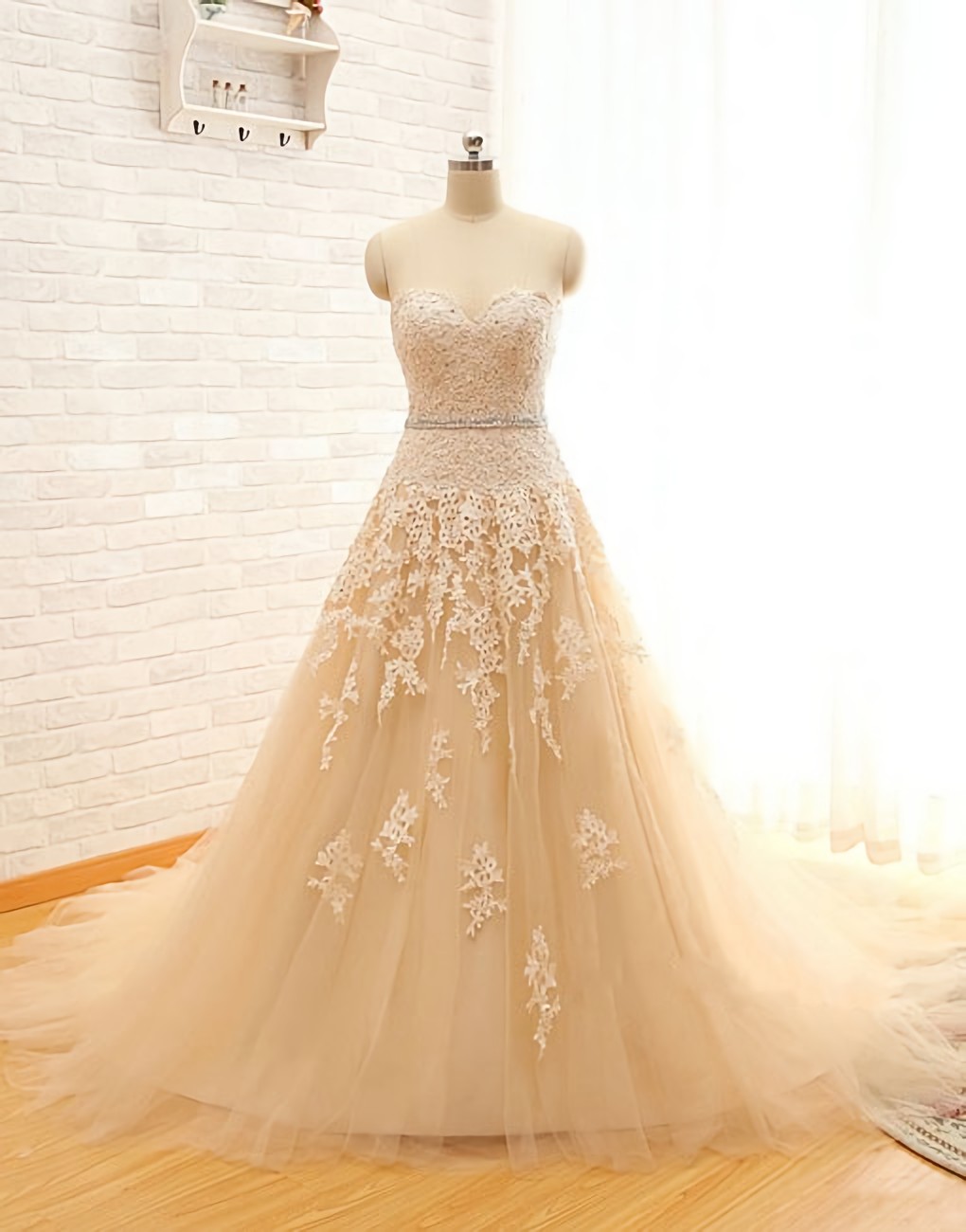 Elegant A-line Sweetheart Lace Tulle Formal Prom Dress, Beautiful Long Prom Dress, Banquet Party Dress