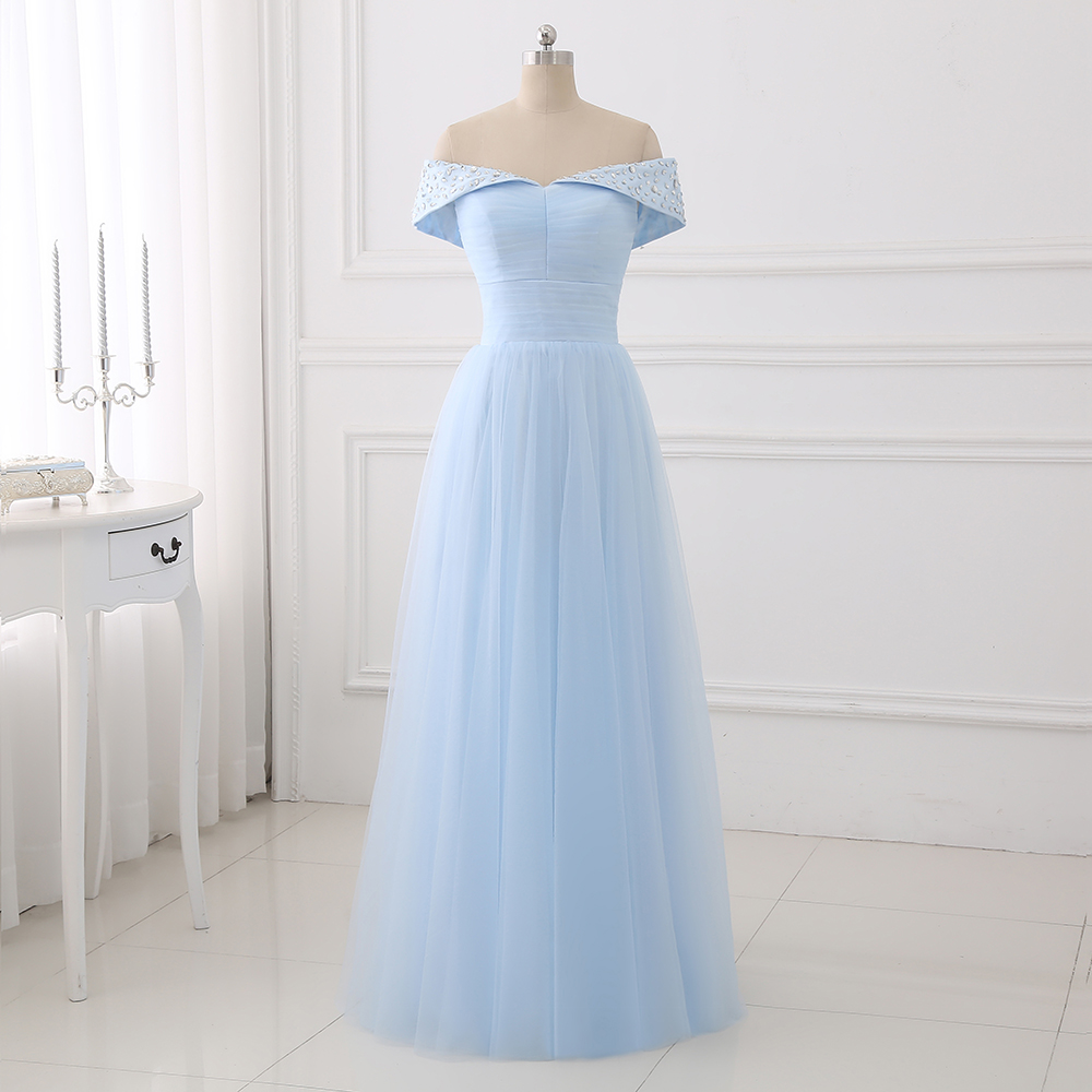 Elegant Sweetheart Tulle Beaded Off Shoulder Formal Prom Dress, Beautiful Long Prom Dress, Banquet Party Dress
