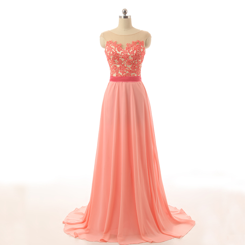 Elegant Lace Applique Chiffon A-line Formal Prom Dress, Beautiful Long Prom Dress, Banquet Party Dress