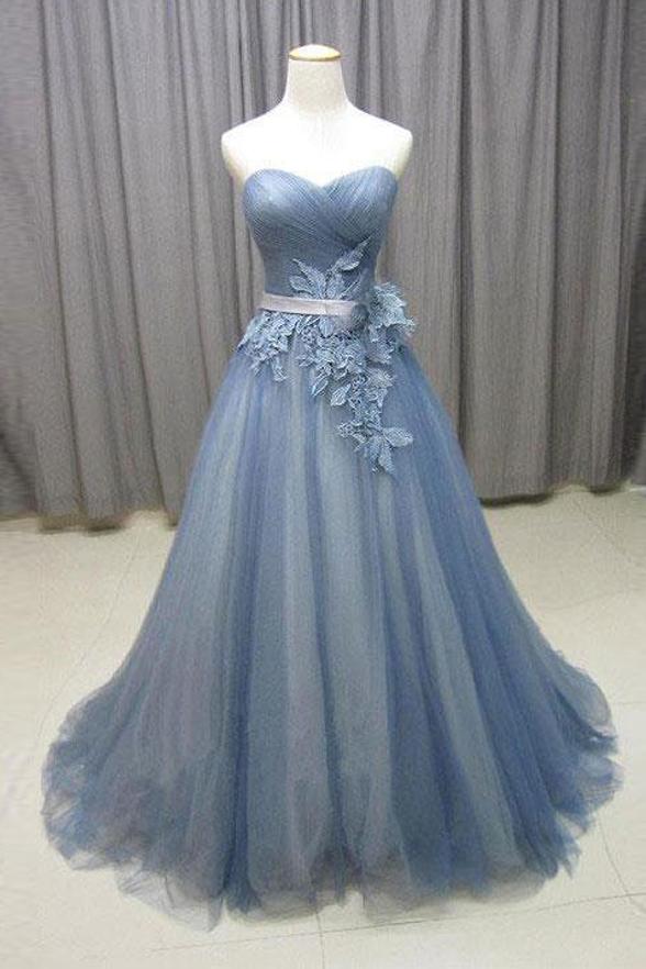 Elegant Sweetheart A-line Lace Appliques Tulle Evening Dress ,formal Party Dress,prom Long Dress