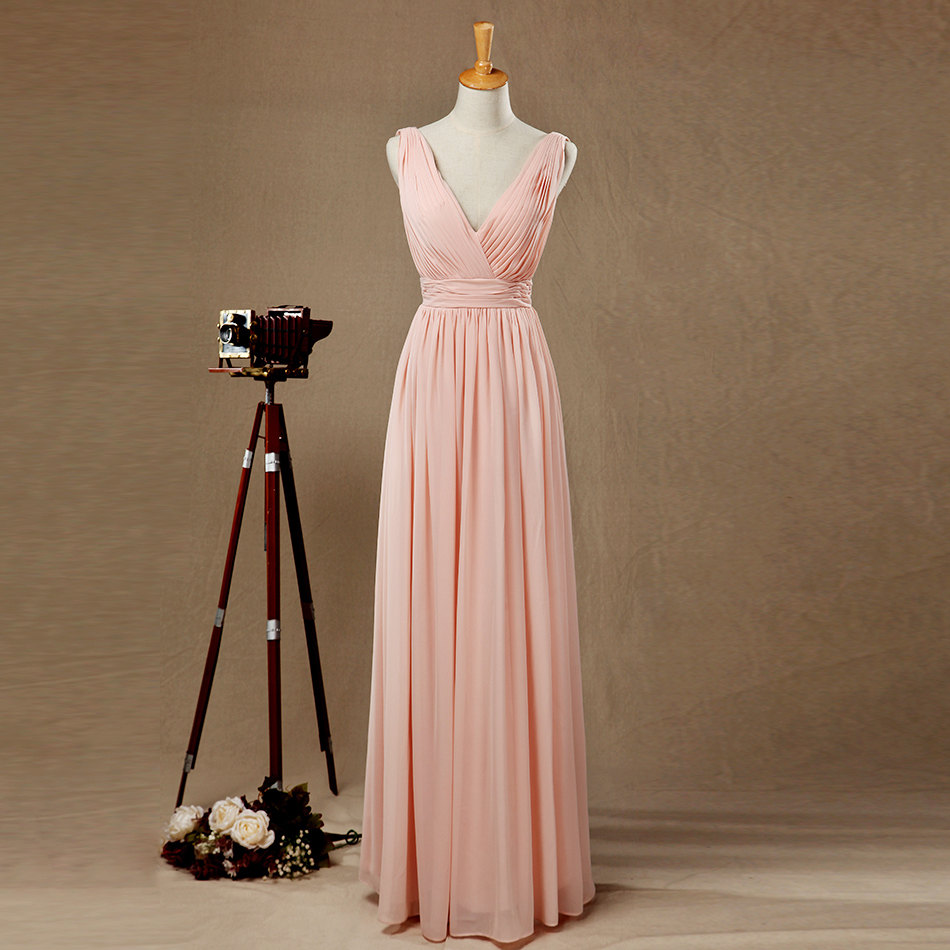 Elegant V-neckline Chiffon Formal Prom Dress, Beautiful Long Prom Dress, Banquet Party Dress