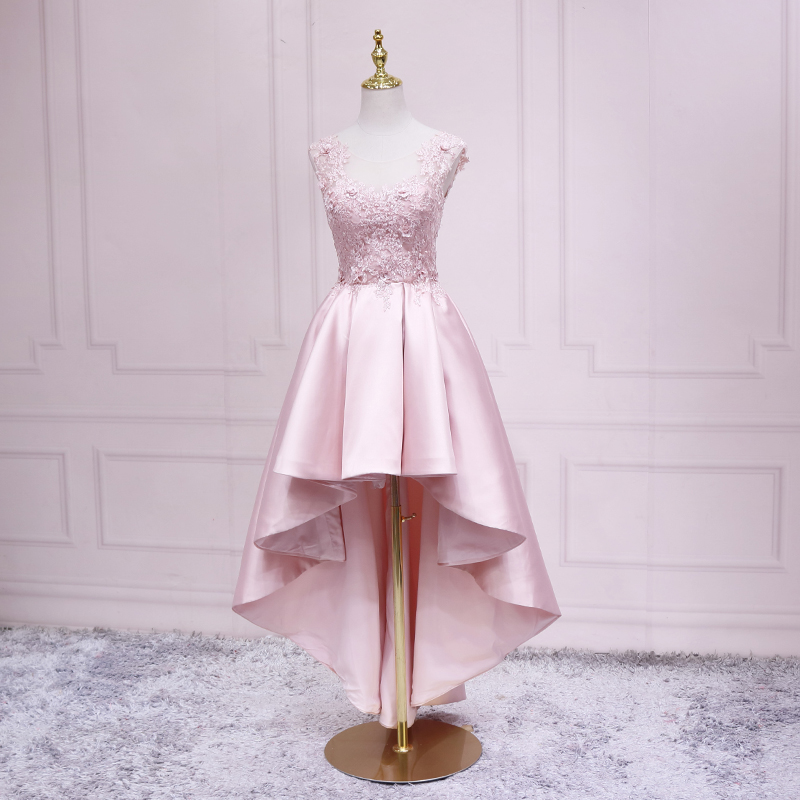 Elegant A-line Satin High Low Formal Prom Dress, Beautiful Long Prom Dress, Banquet Party Dress