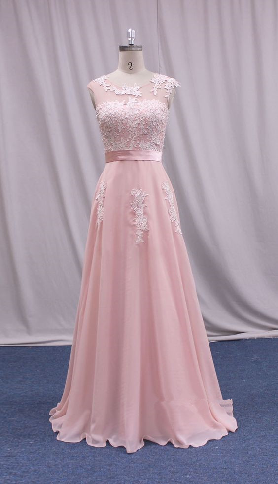 Elegant Sweetheart Chiffon Round Neckline Formal Prom Dress, Beautiful Prom Dress, Banquet Party Dress