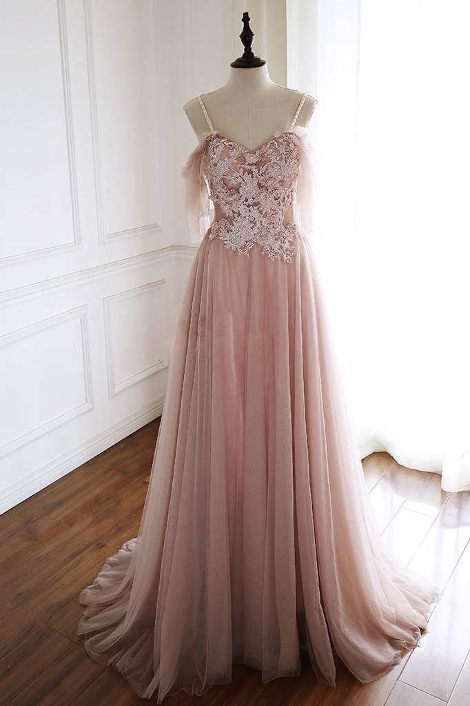 Elegant Sweetheart Off Shoulder Tulle A-line Formal Prom Dress, Beautiful Long Prom Dress, Banquet Party Dress