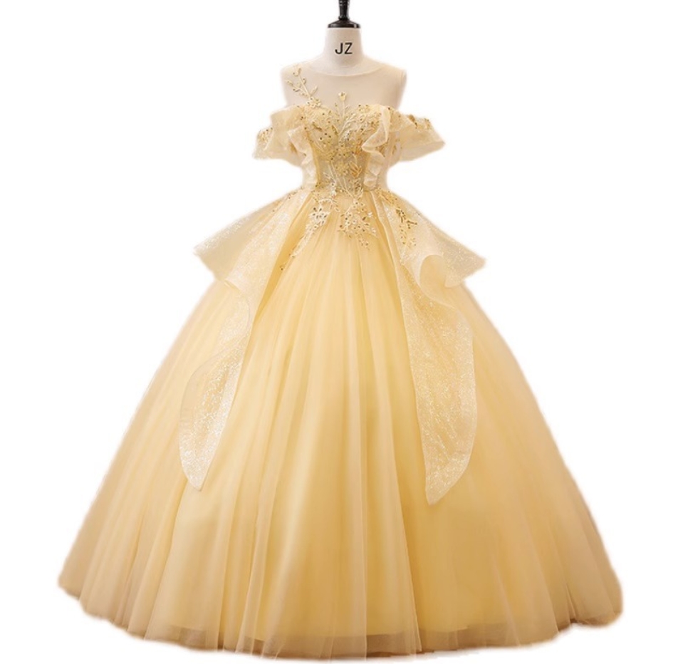 Prom Dresses, Yellow Ball Gown Prom Dress Evening Dress