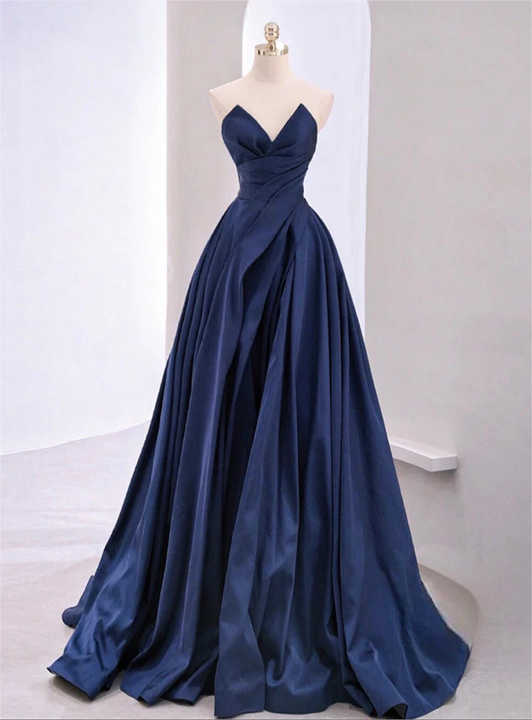 Dark navy blue silky formal dress size 16 high quality wedding