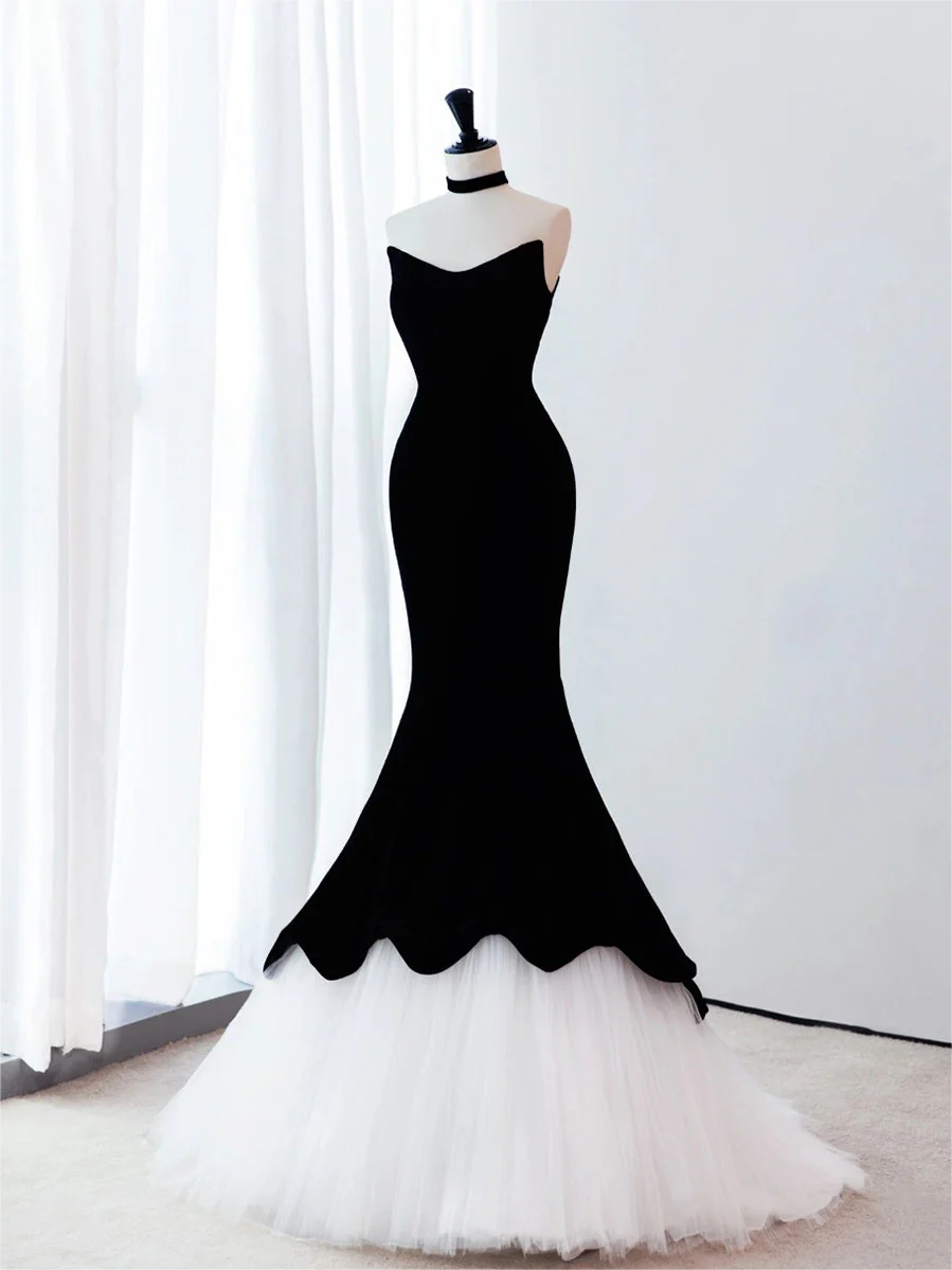 black and white prom dresses 2025 Black and White Long Prom Dress