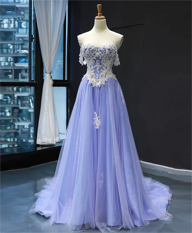 Purple Off-the-shoulder Lace Long Prom Dress 2025 Purple Lace Formal Dress