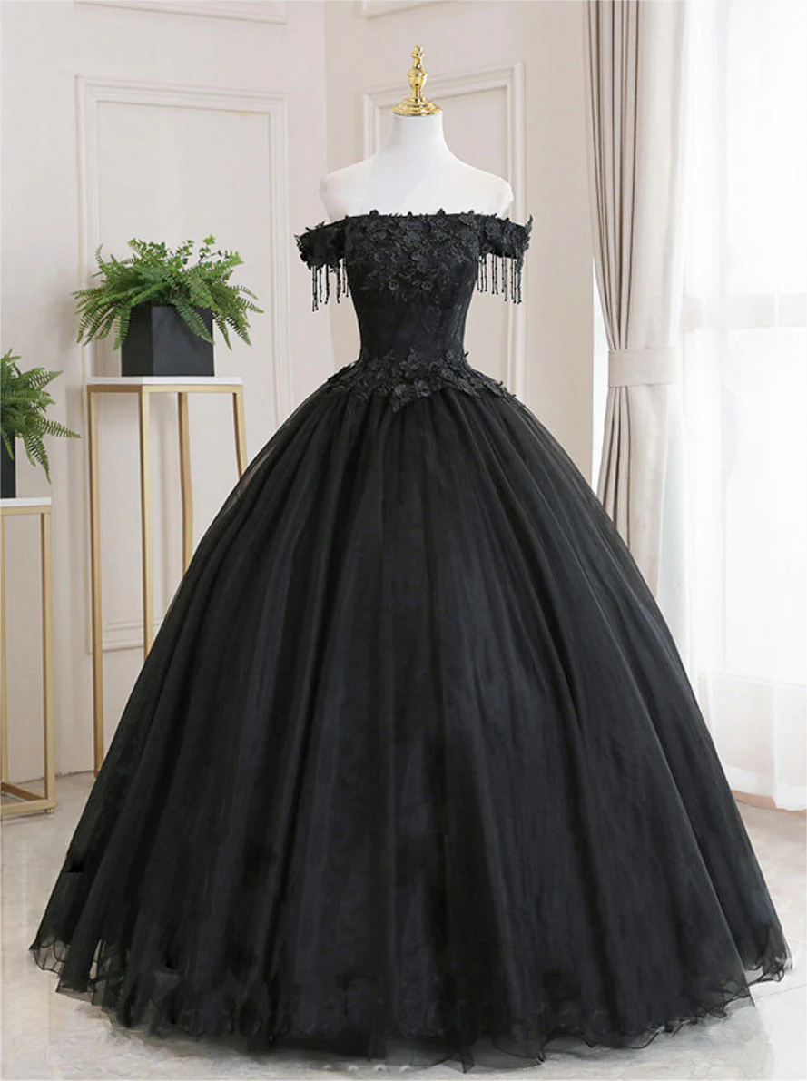 Prom Dresses,black Tulle Lace Long Prom Dress, Black Tulle Lace Bridesmaid  Dress on Luulla