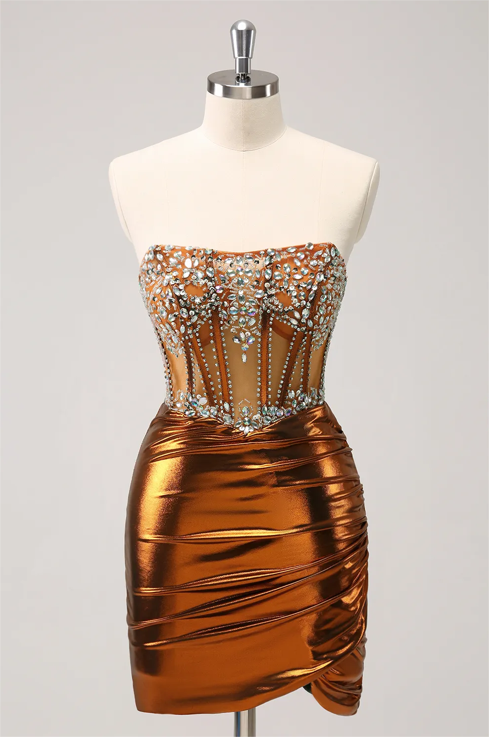 Strapless Ruched Bodycon Short Corset Homecoming Dress With Beading 2025 on  Luulla