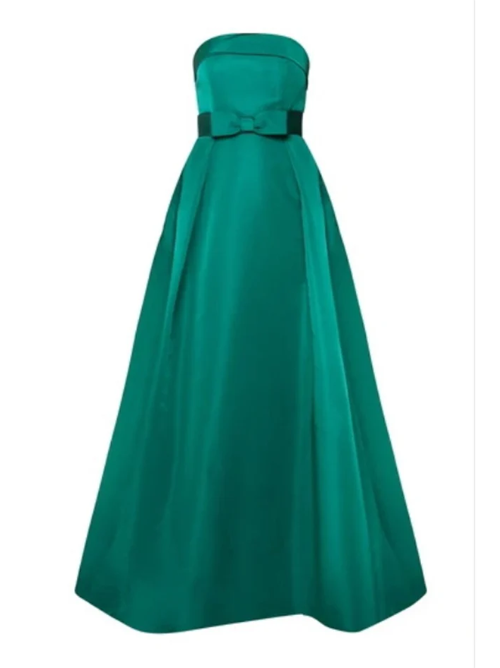 A-line Evening Gown Vintage Prom Dress 2025 Engagement Sweep Brush Train Sleeveless Strapless Satin With Sleek Bow(s)