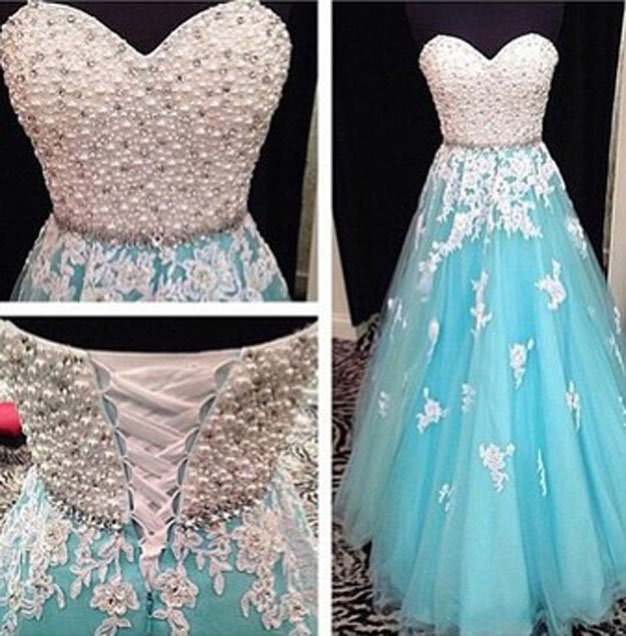 Sweetheart Prom Dress Beading Prom Dress Appliques Prom Dress A-line Prom Dress