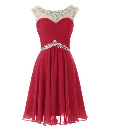 Short Chiffon Round Neckline With Beadings Lovely Knee Length Prom Dresses Style Homecoming Dresses 2015 Grduation Dresses