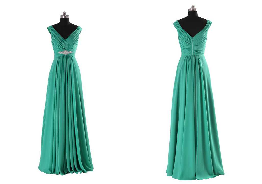 Lovely V Pleated Bodice Empire Waist Floor Length Dress For Chiffon Prom Dress/bridesmaid Dress/homecoming Dress/[party Dress/evening Dress