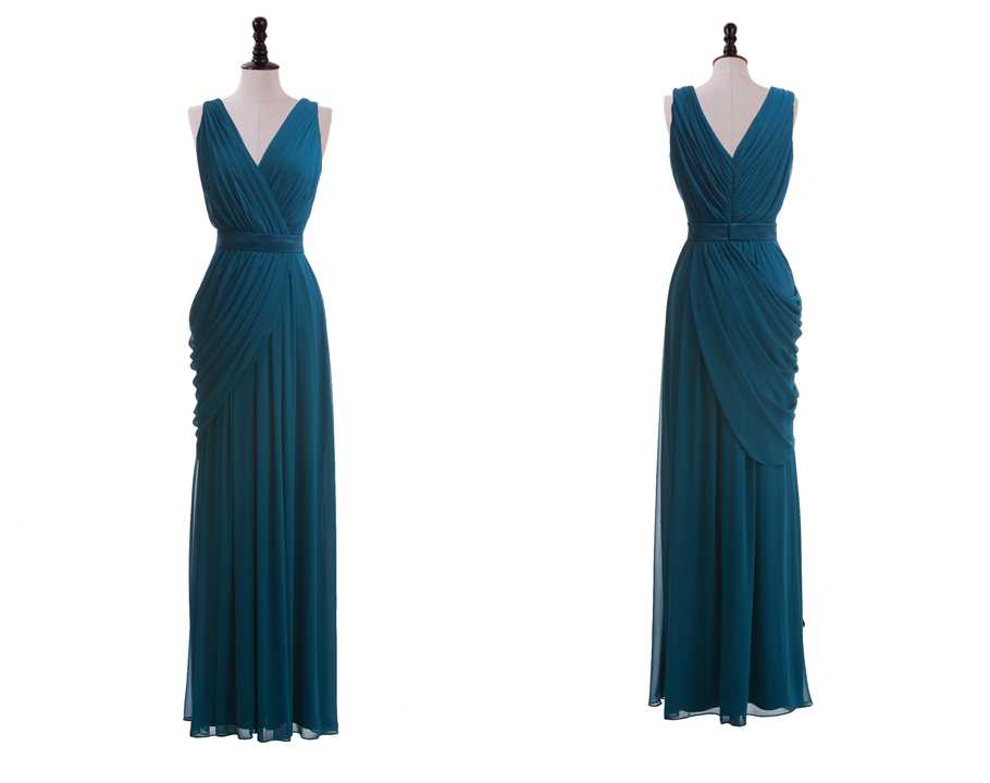 Draped V-neck Chiffon Chiffon Prom Dress/bridesmaid Dress/homecoming Dress/[party Dress/evening Dress