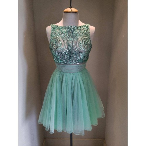 Eveing Dresses O-neck Homecoming Dress Tulle Prom Dress Short A-line Dresses Mini Party Dresses