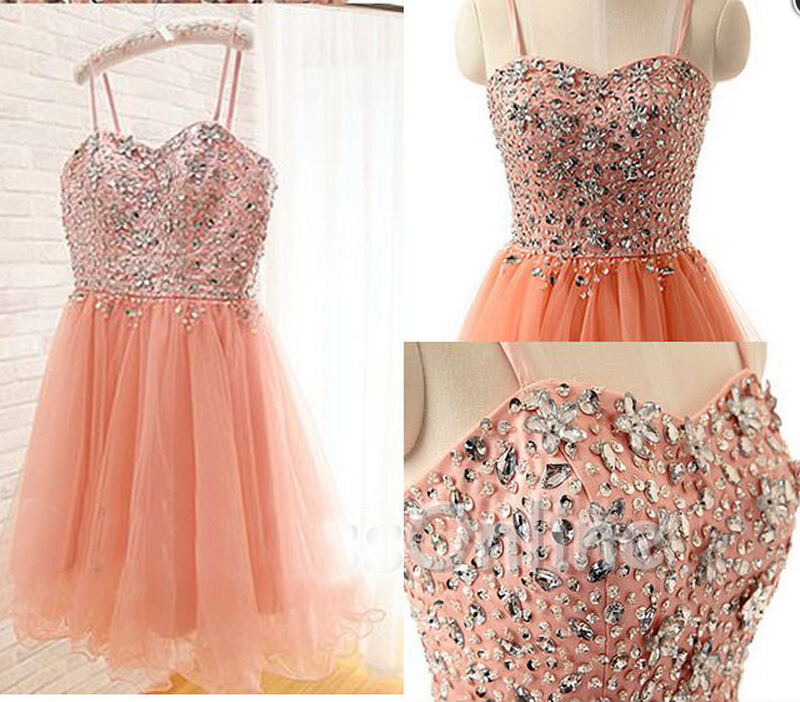 Sweetheart Beading Short Homecoming Dress Tulle Party Dress For Women