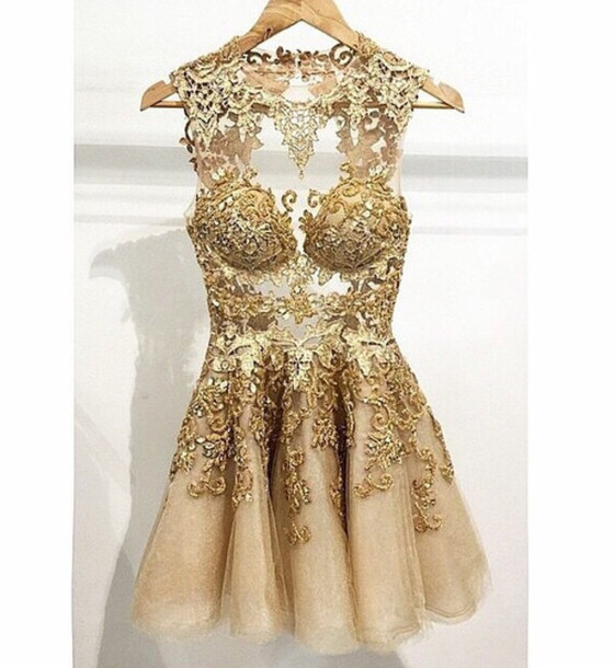 Unique Sexy Prom Dress, Champange Prom Dress, Tulle Short Prom Dress Backless Prom Dress Lace Prom Dresses 2015 Prom 2015 Homecoming Dress