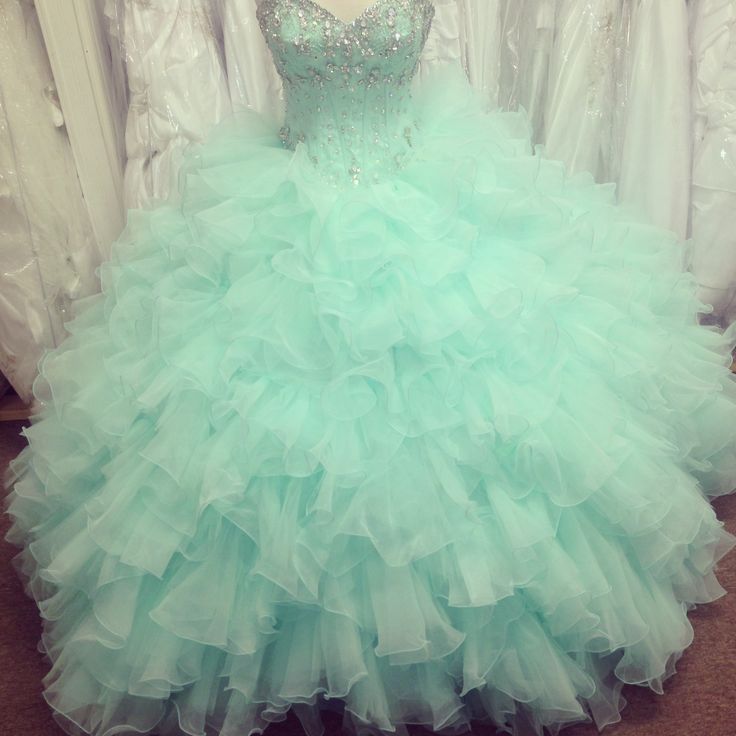 Mint Ball Gown Organza Beaded Quinceanera Dresses Quinceanera Dress Prom Gowns Formal Gowns