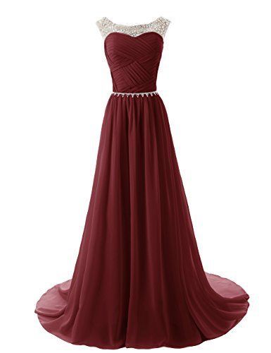 Custom Made A Line Round Neckline Maroon Long Prom Dresses 2015 Long Formal Dresses