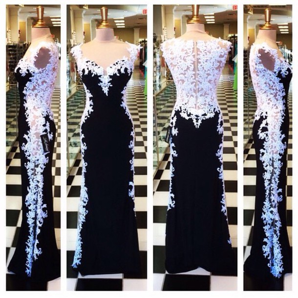 Custom Made 2015 Appliques And Lace Prom Dresses, Floor-length Prom Dresses, Sexy Prom Dresses, Sheath Prom Dresses