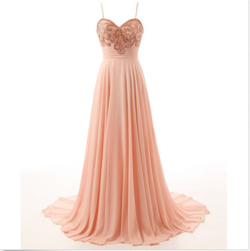 Custom Made Prom Dress Long Evening Dress Beading Women Retro Spaghetti Straps Chiffon Long Evening Dress For Prom