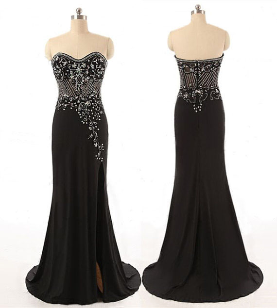 Long Prom Dress, Black Prom Dress, Modest Prom Dress, Sweet Heart Prom Dress, Elegant Prom Dress, Prom Dress, Evening Dress